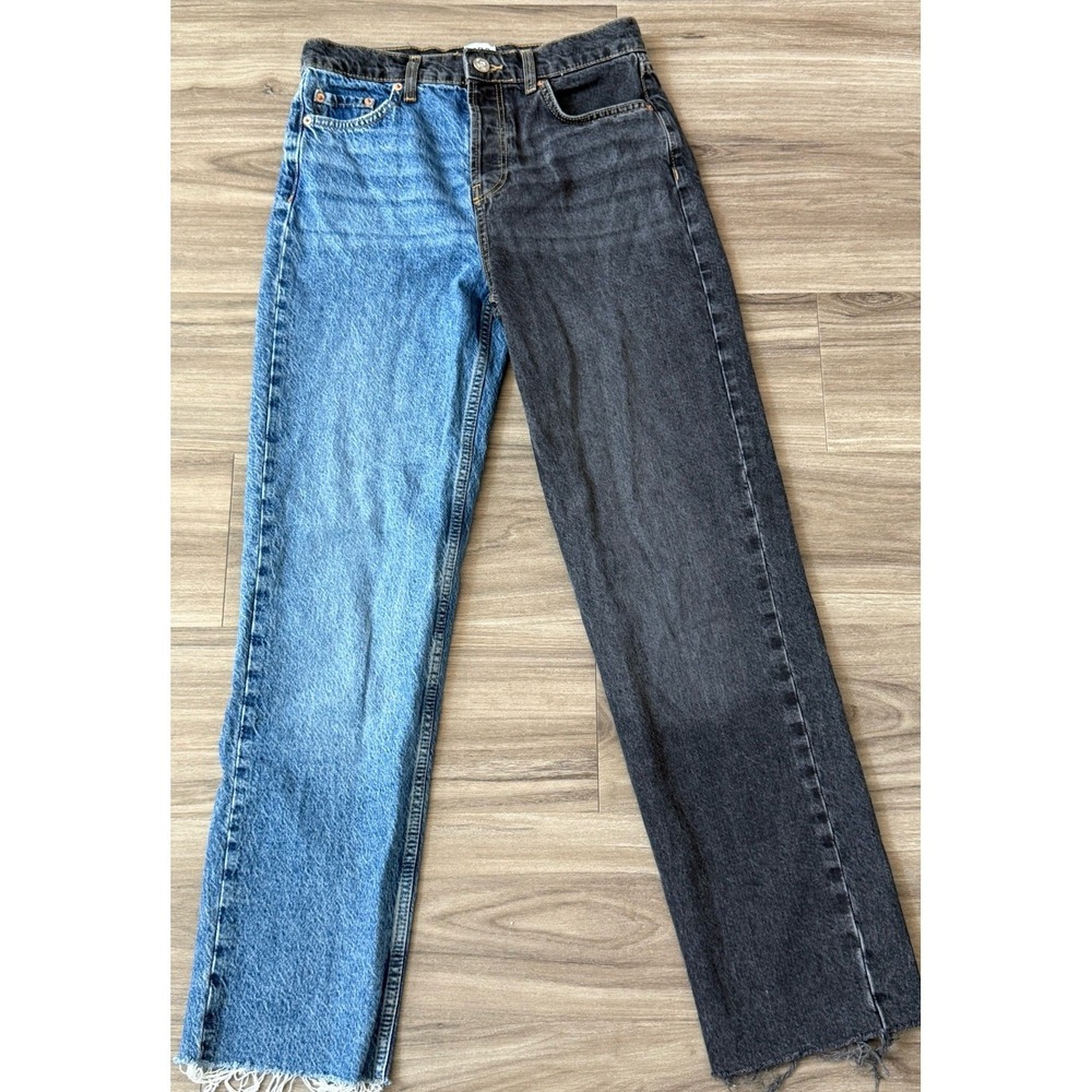 BDG Urban Outfitters PAX Two Tone Jeans Womens W 28 L 32 Blue Black Straight Leg